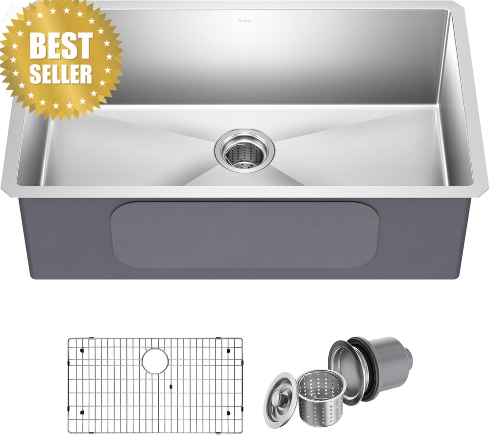 32in Undermount Kitchen Sink 16 Gauge Stainless Steel Single Bowl KHU100-32