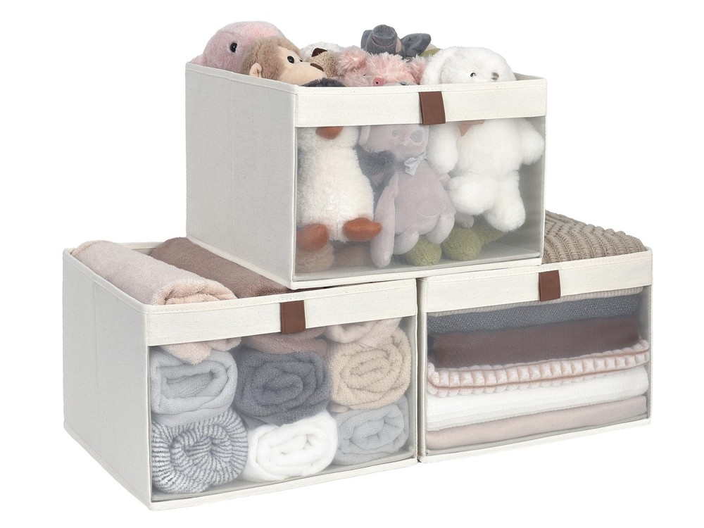 Closet Storage Bins, Extra Large Storage Baskets with Clear Window and Handle...