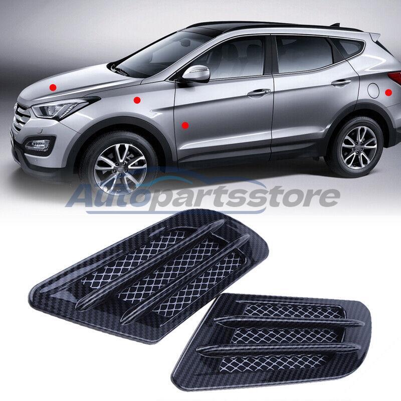 2Pcs Auto Car Side Air Flow Vent Fender Cover Intake Grille Sticker Carbon Fiber