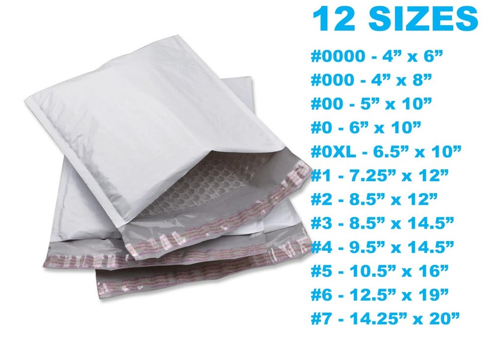 ANY SIZE POLY BUBBLE MAILERS SHIPPING MAILING PADDED BAGS ENVELOPES SELF SEAL