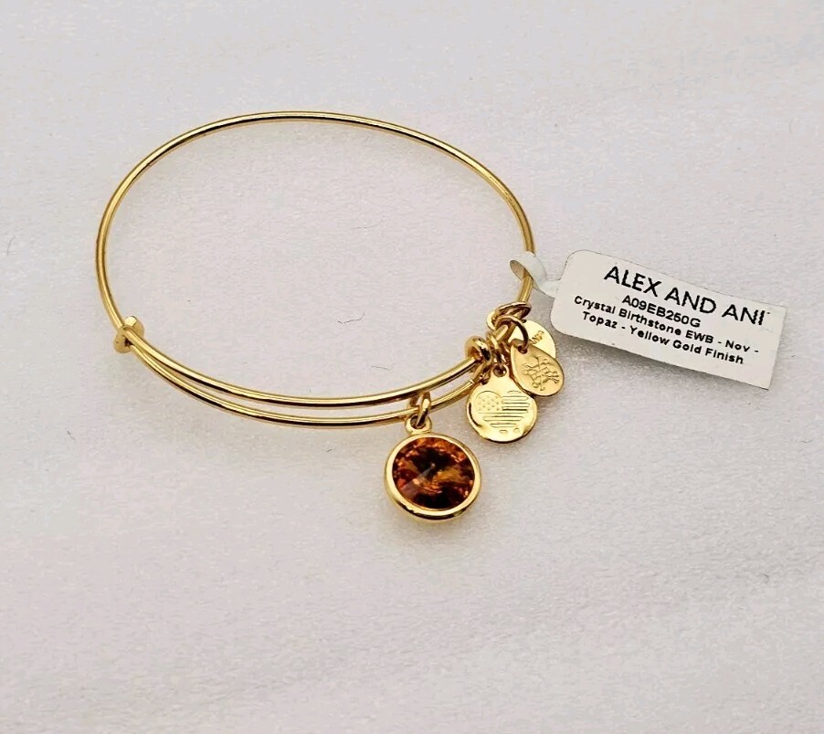 Alex Ani Topaz Crystal November Birthstone Gold Charm Bracelet ⚜️