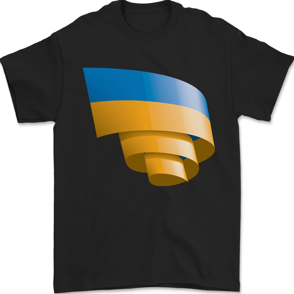 Curled Ukraine Flag Ukrainian Day Football Mens T-Shirt 100% Cotton