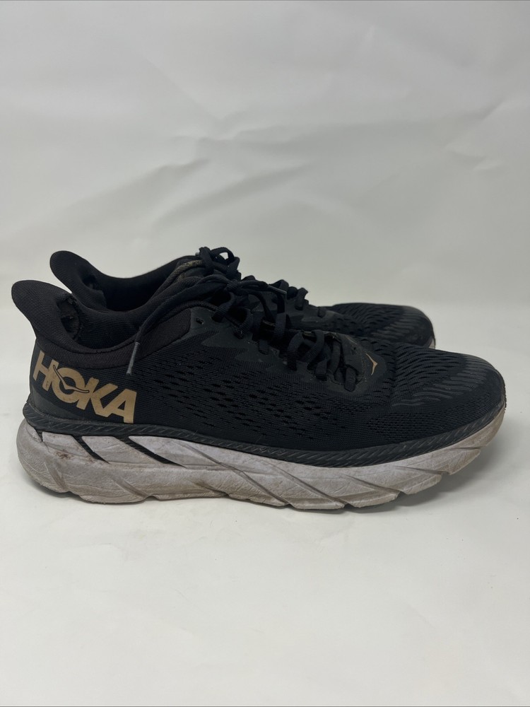Hoka One One Clifton 7 Womens Size 11 Black Running Shoes Sneakers Heel Damage