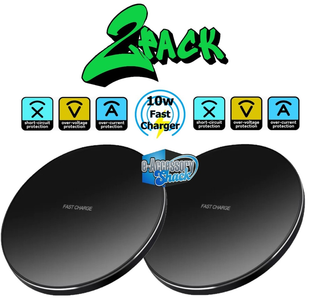 2 PACK Wireless Fast Charger Charging Pad Dock for Samsung iPhone Android Phone