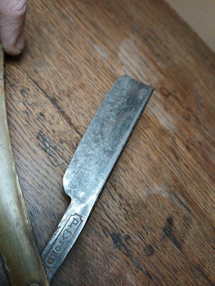 Vintage P Heart FORD Straight Razor Antique Shaving Blade