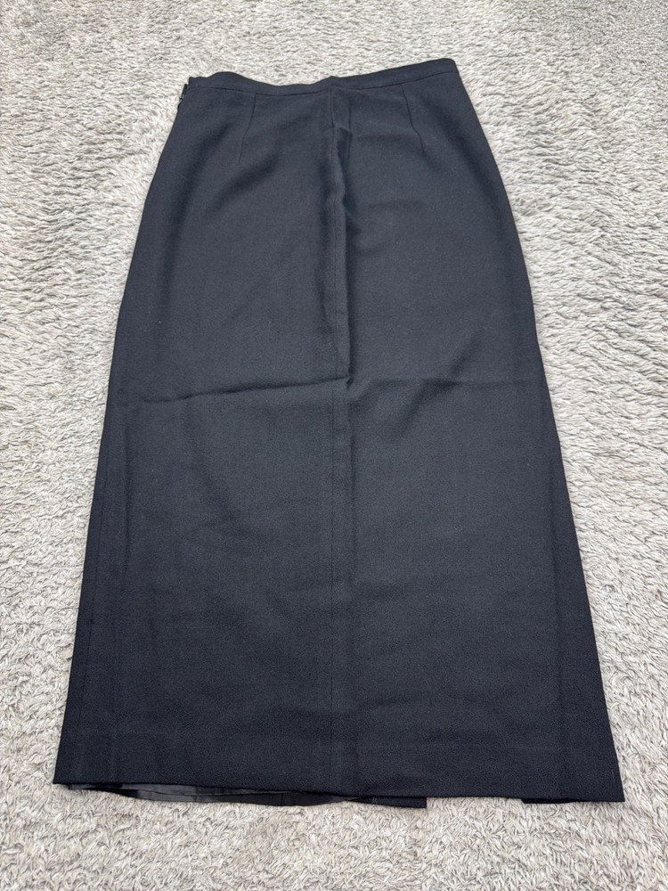 Maurizio Skirt Women 10 Black Wool Midi Pleated Slit Pencil Whimsigoth Vtg Y2K