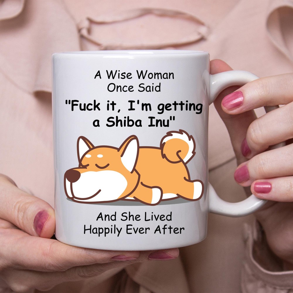 Funny Shiba Inu Coffee Mug Gift for Women - White Ceramic Cup