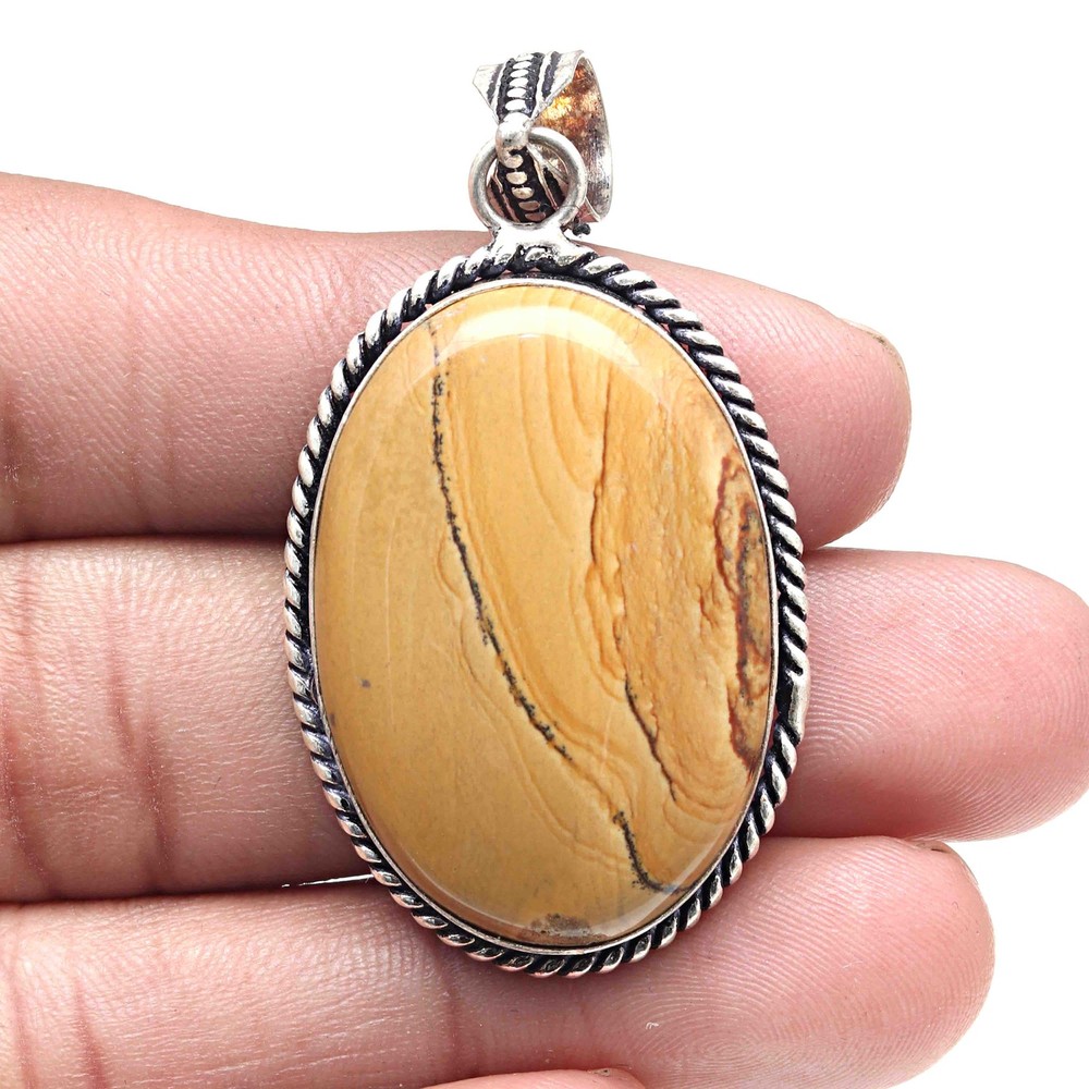 American Jasper Gemstone Silver Pendant Valentine's Day Gift 2.25 Inch