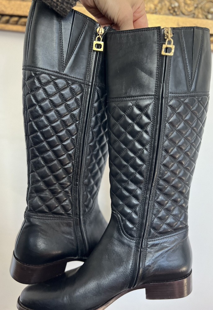 BURBERRY Women Leather Quilted Tall Boots Size 40 US 10 Black