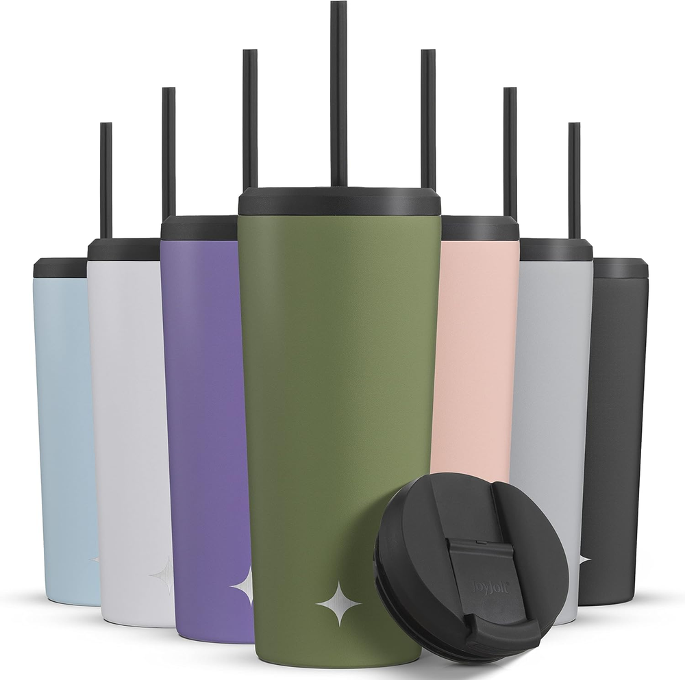 Vacuum Insulated 24 Oz Tumbler with Lid and Straw (2 Each) Vacuum Double Wall St