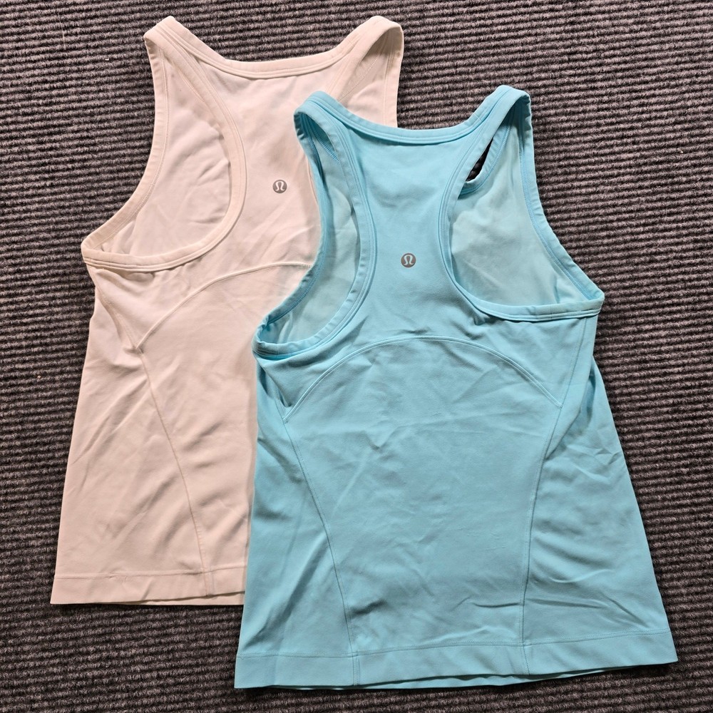 Lululemon Tank Tops Women's 2 Blue White Cool Racerback Athletic Lot of 2