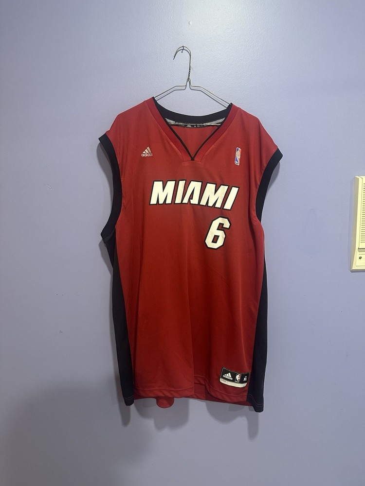 Super Rare Adidas Nickname Miami Heat Lebron James Jersey XL”king James”