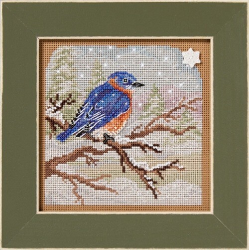 MILL HILL Buttons Beads Cross Stitch Kit SNOWY BLUEBIRD MH14-2534