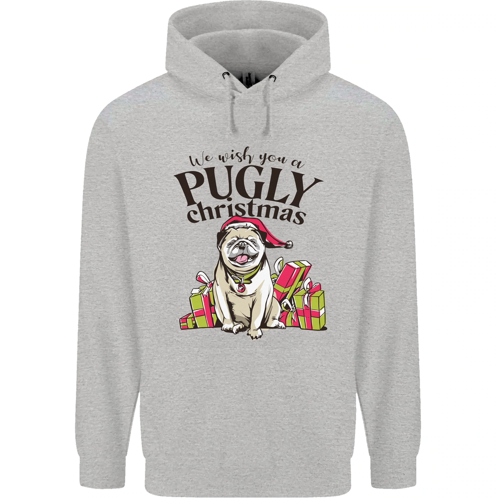 We Wish You a Pugly Christmas Funny Pug Mens 80% Cotton Hoodie