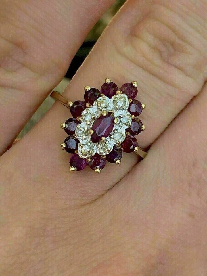 2Ct Marquise Cut Simulated Ruby Women's Engagement Ring 14k Yellow Gold Plated