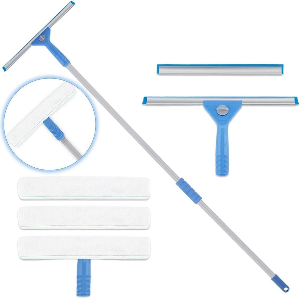 AMERWASH PLUS Window Squeegee Washing Kit for High Window, Shower Glass Door,...
