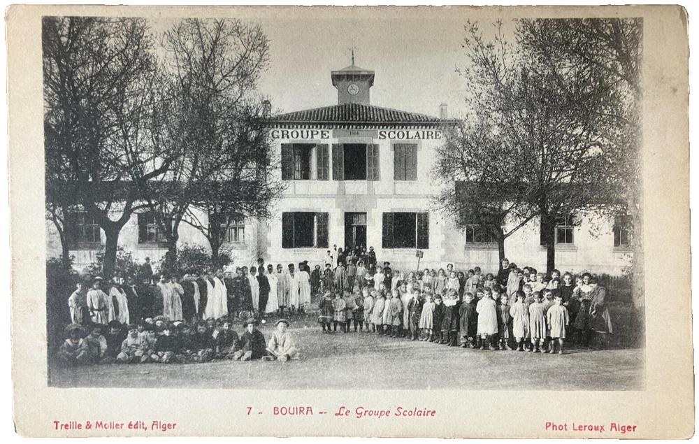 Antique postcard: Bouira, Algeria: A School Group, unposted, excellent condition