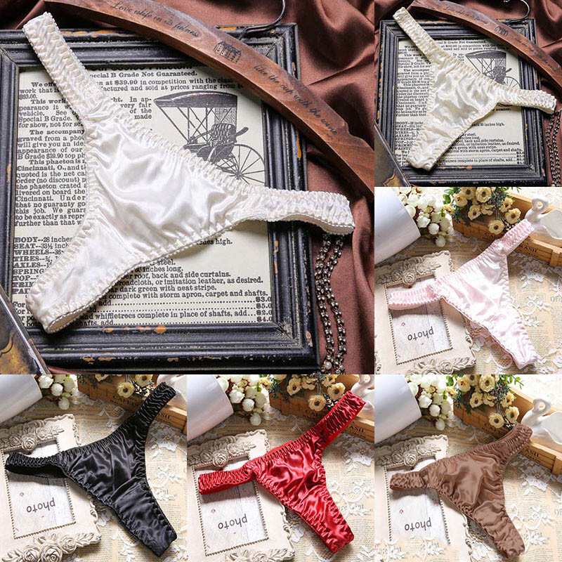 Sexy Women Silk Satin Briefs G-string Thong Panties Low Waist Lingerie Underwear
