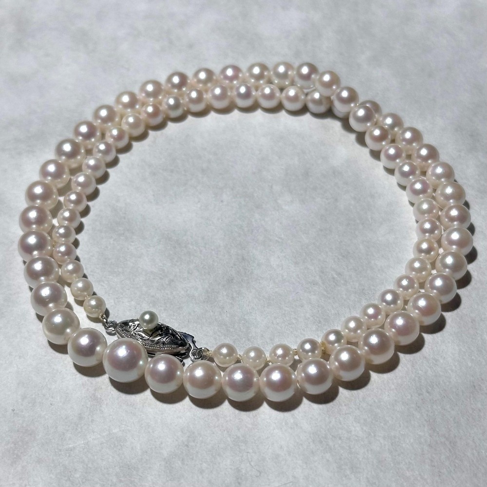 Akoya Pearl Necklace 3.9-7.6mm SILVER 45.5cm Genuine Pearl Vintage