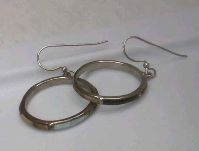 Sterling Silver Southwest Inlay Hoop Earrings Multi Stone Opal Black Onyx More
