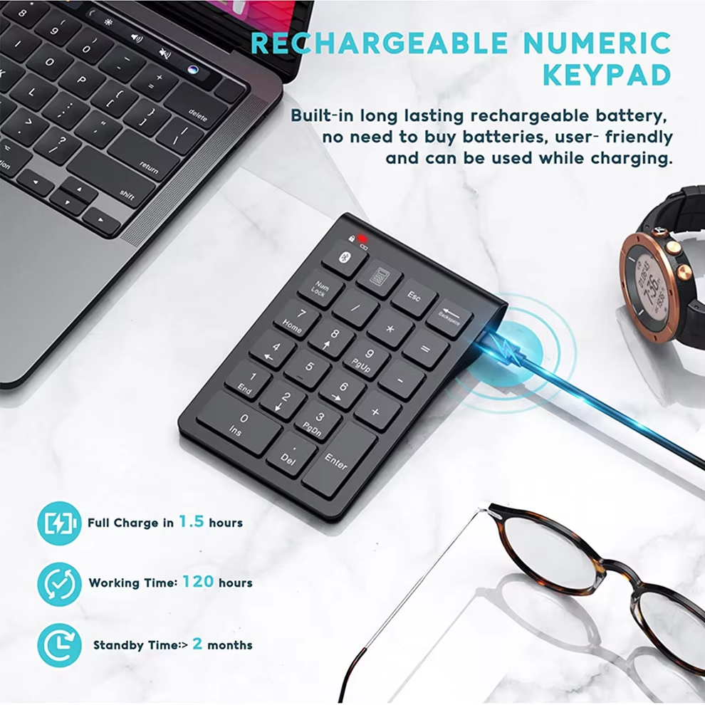 Seenda Slim 22-Key Rechargeable Wireless Bluetooth Numeric Keypad