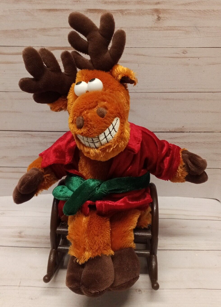Crazy Eyed Singing Moose-Grandma Got Run Over By A Reindeer Plush By Dan Dee