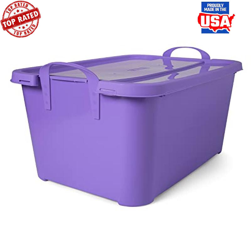 55 Qt Clear Stackable Storage Bin with Lid for Basement Garage Closet Organizing
