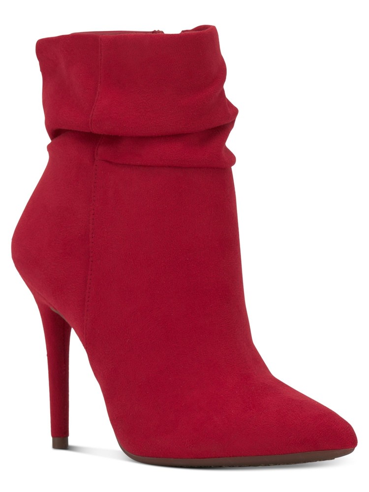 JESSICA SIMPSON Womens Red Ruched Lerona Pointed Toe Stiletto Booties 5.5 M