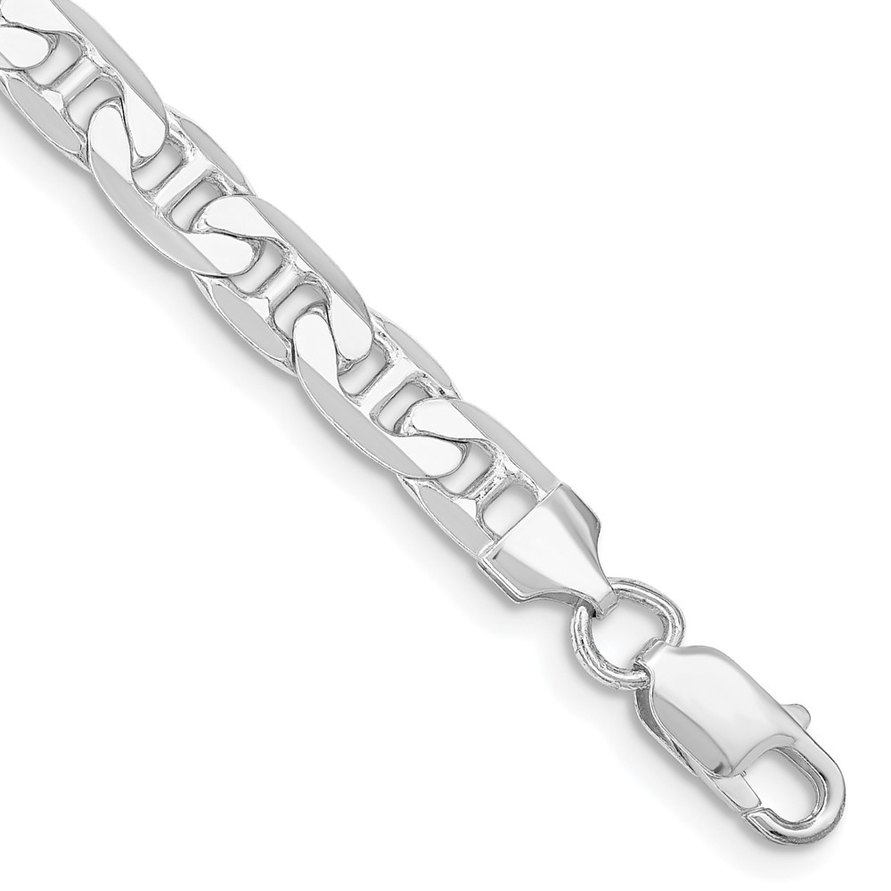 925 Sterling Silver Rhodium-plated 7mm Flat Anchor Chain Bracelet 9