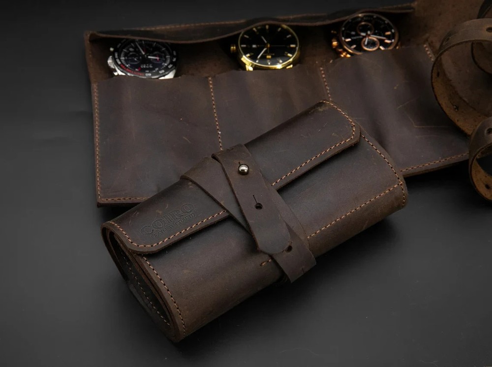 Watch Case Leather Watch Roll Organizer, Accessories Pouch St For 3,4,5 Watches