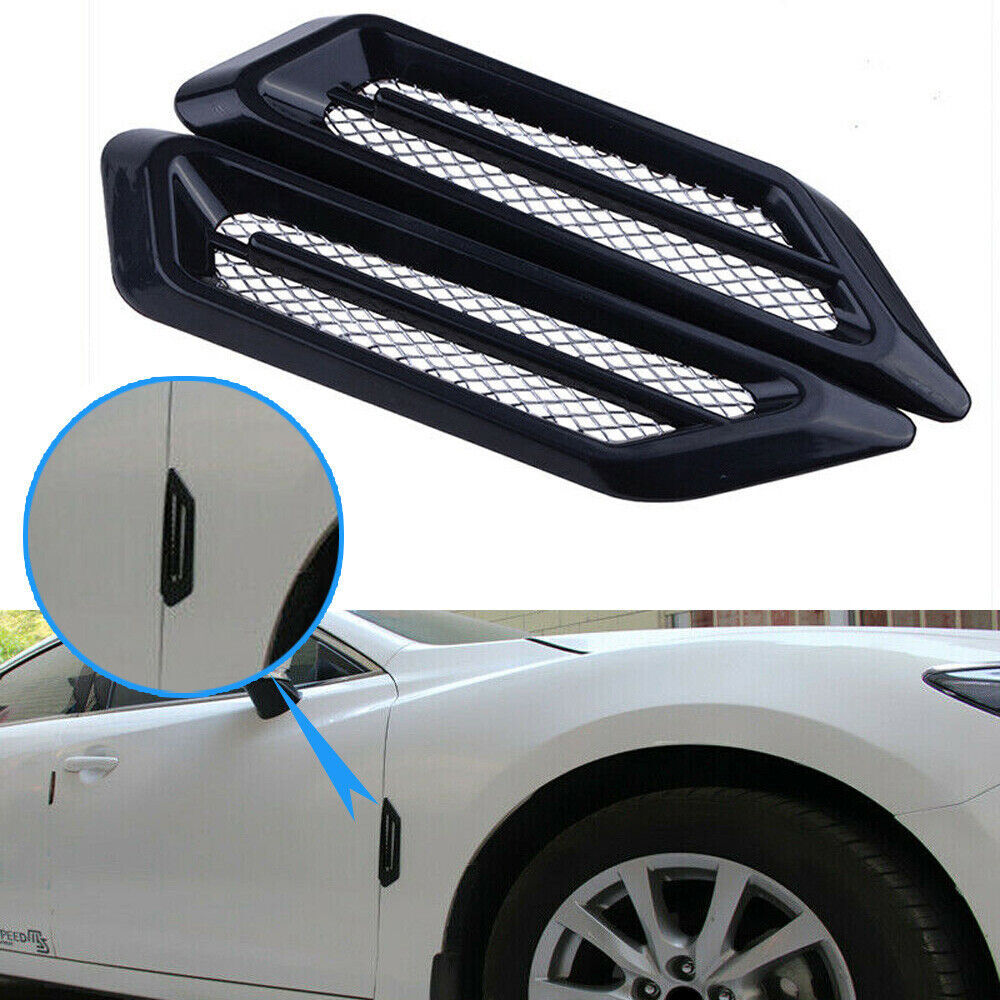 2Pcs Black Car Side Air Flow Vent Fender Decor Sticker Auto Exterior Accessories