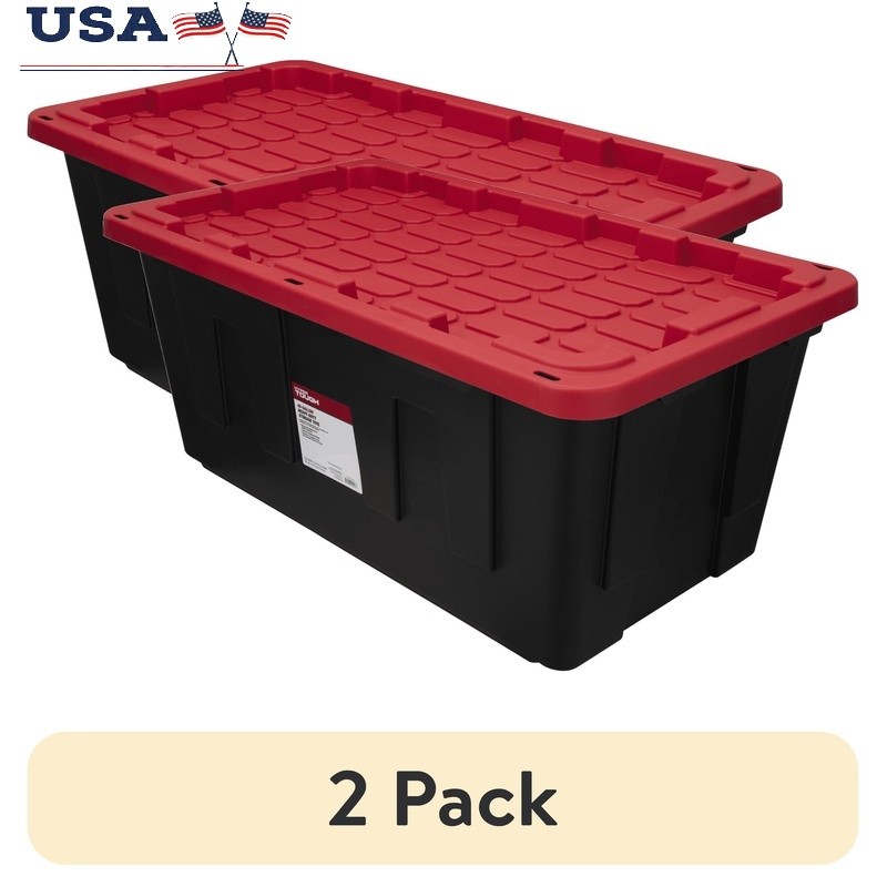 Snap Lid Plastic Storage Bin Stackable Organizer Tote Home Office Outdoor Use