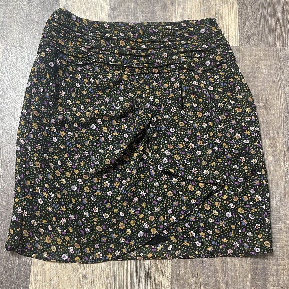 ZARA Black Floral Print Ruched Mini Skirt Size S