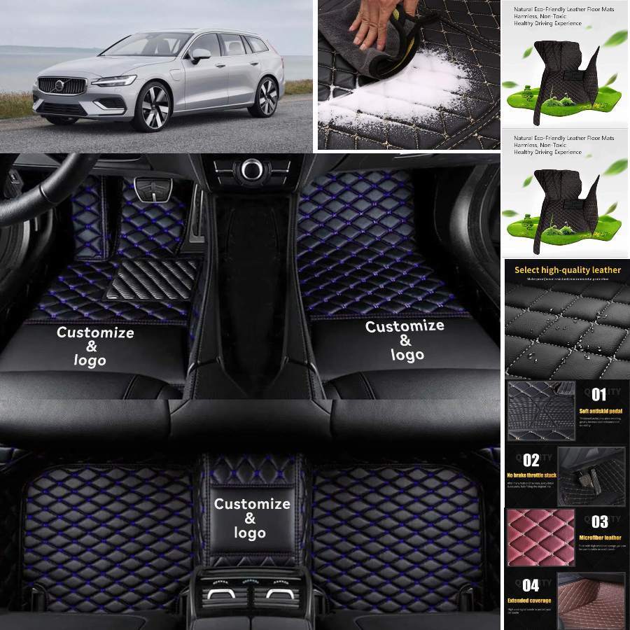 Volvo V60 Custom Luxury Front Rear Car Floor Mats Liners Pads