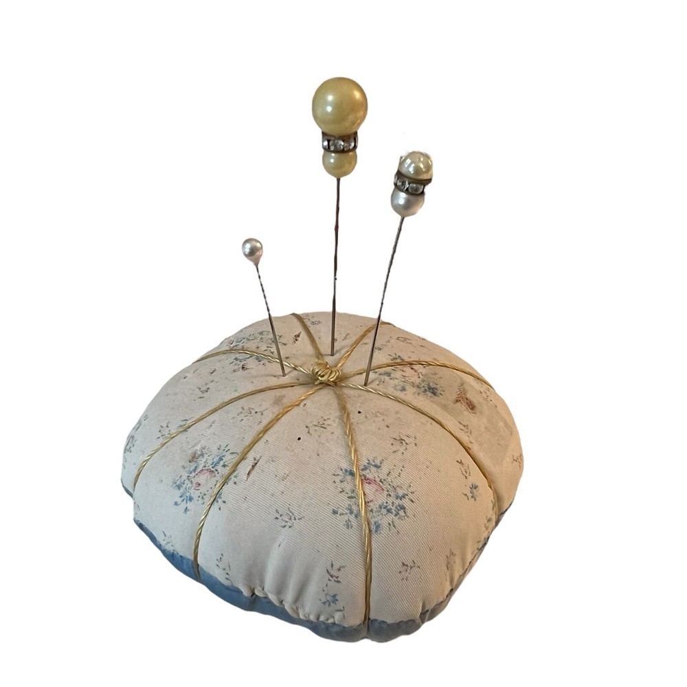 Vintage Hat Pins lot of 3 Hatpins with pin cushion - flaws on pin cushion