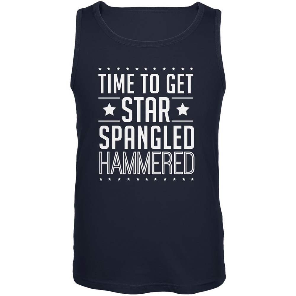 Time to get Star Spangled Hammered Navy Adult Tank Top