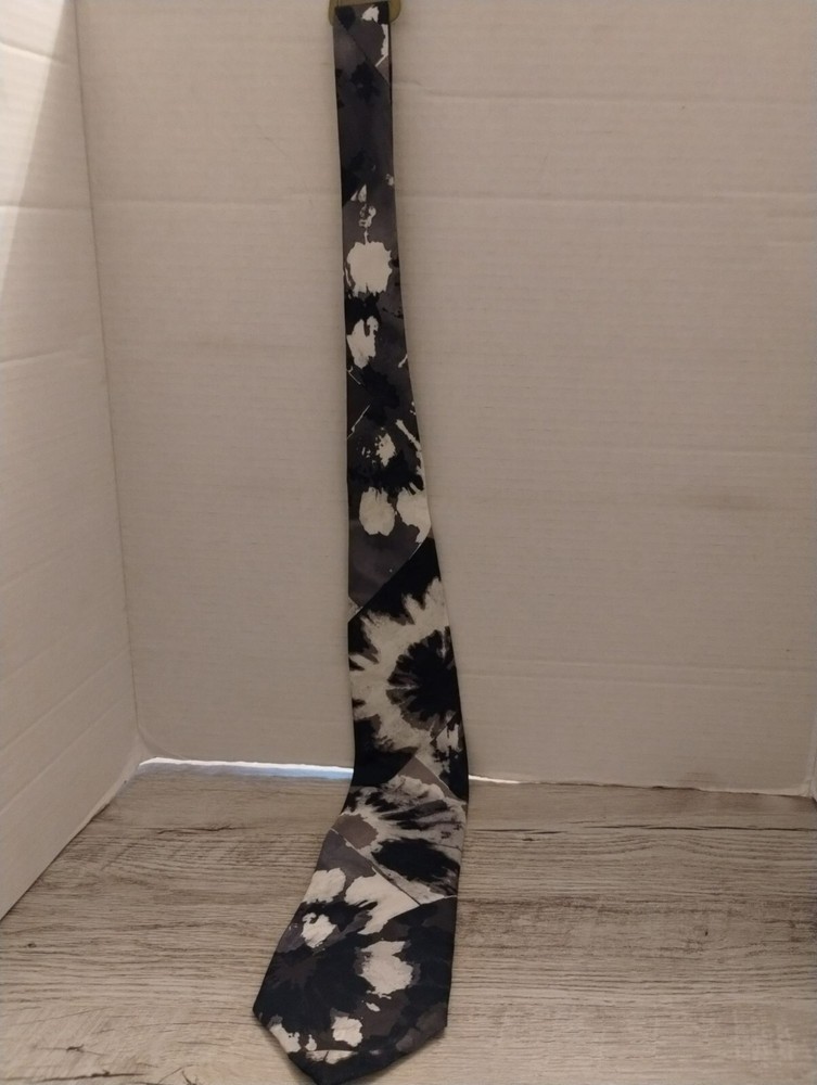 Black and Gray Tie Dye Neck Tie by Wembley Stylish Mens Accessory