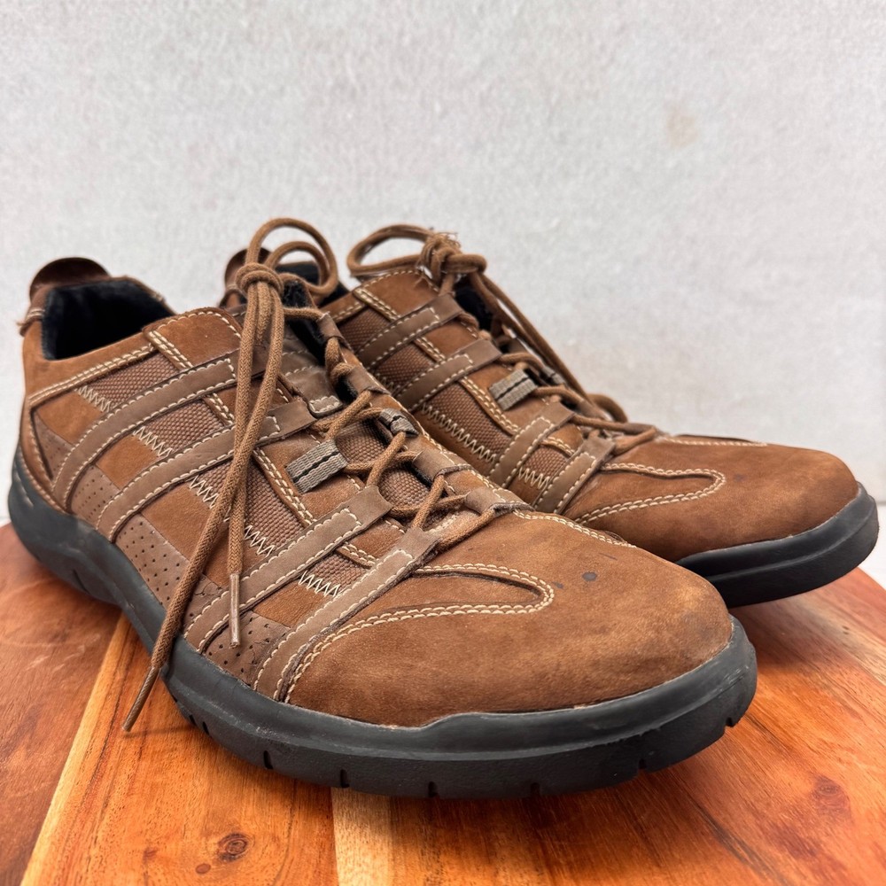 Clarks Mens Brown Leather Lace Up Walking Shoes Comfort Casual Size 10M