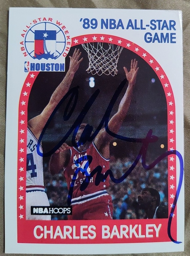 CHARLES BARKLEY AUTOGRAPHED SIGNED CARD 1989 HOOPS 76ers BASKETBALL HOF