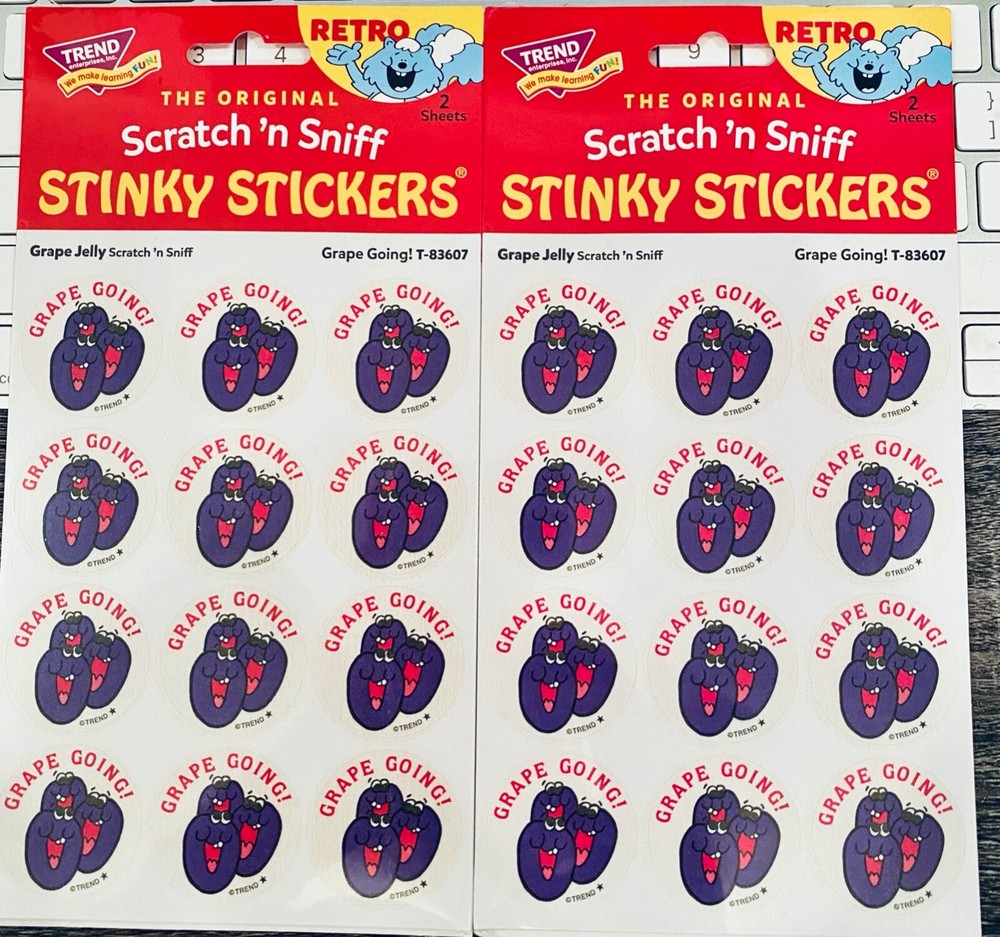 48 TREND Scratch n Sniff RETRO STINKY STICKERS, GRAPE JELLY Grape Going Scented