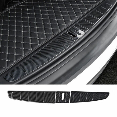 Fit For Tesla Model X 2016-2021 Carbon Fiber Rear Bumper Protector Guard Trim