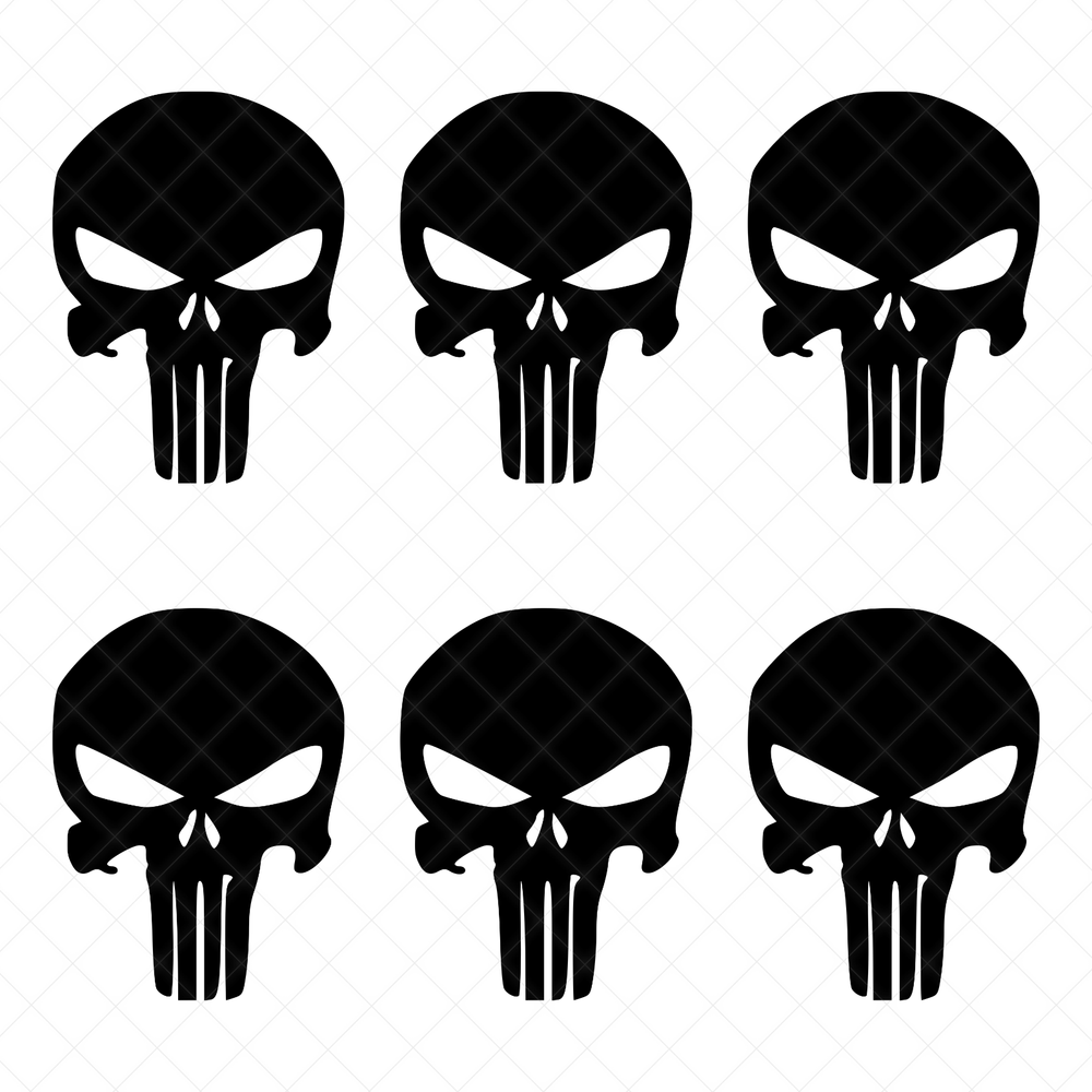 Skull Gear Vinyl Decal 6-Pack Tactical Stickers for Indoor Outdoor Use