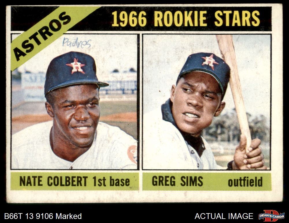 1966 Topps #596 Nate Colbert Greg Sims Astros Rookie Short Print SP 1.5 Fair Condition
