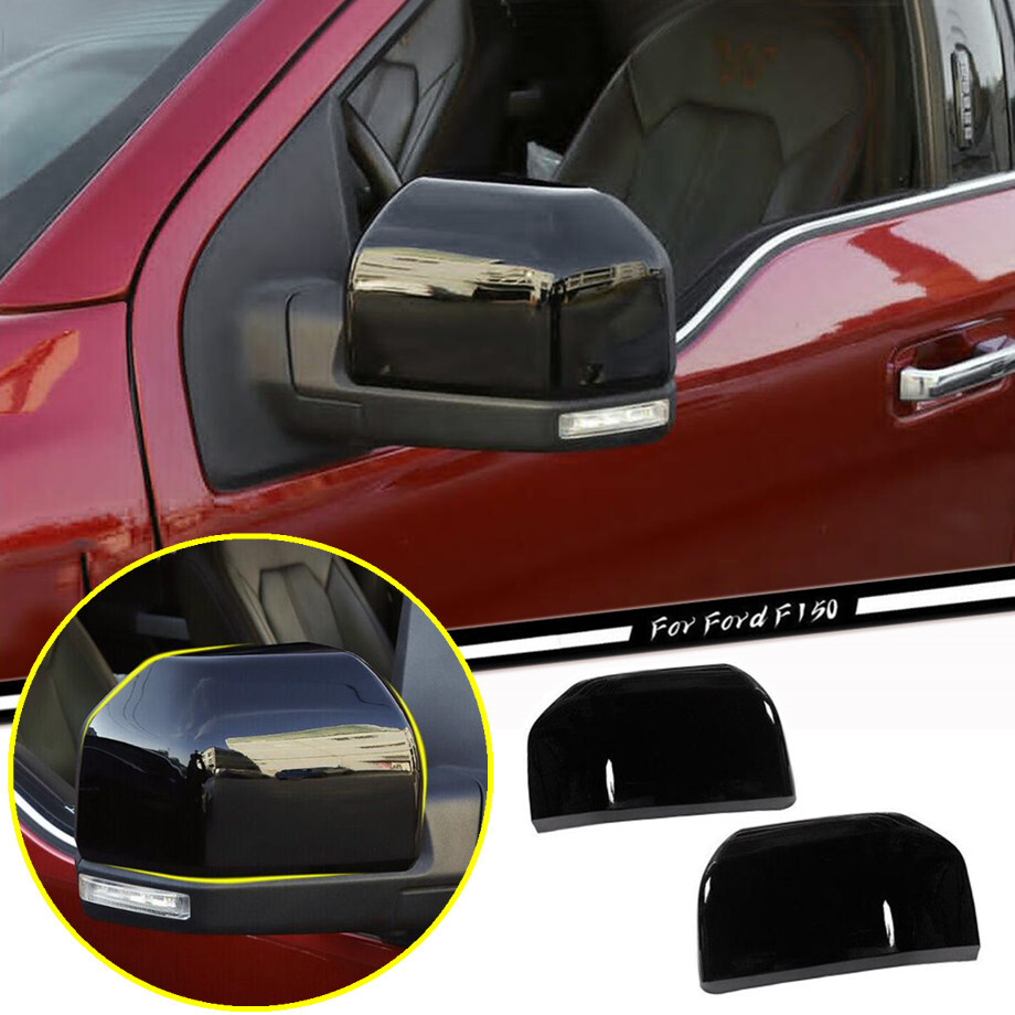 Gloss Black Rearview Mirror Covers for Ford F150 2015-2020
