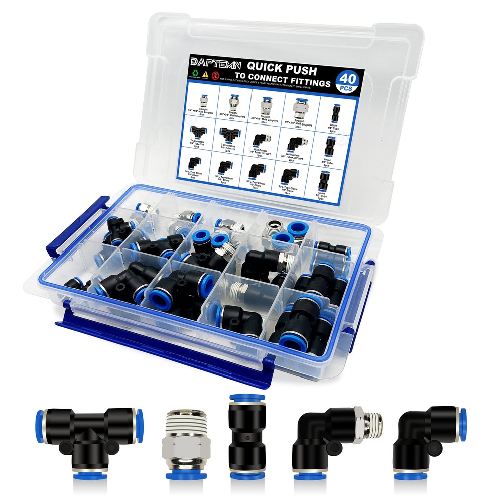 40PCS Air Line Quick Connect Fittings Kit, 1/4