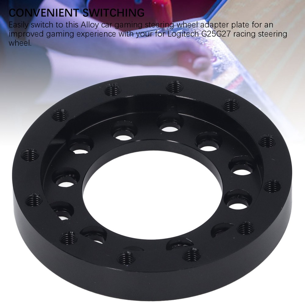 Black Alloy Steering Wheel Adapter Plate for Car Gaming Accessories