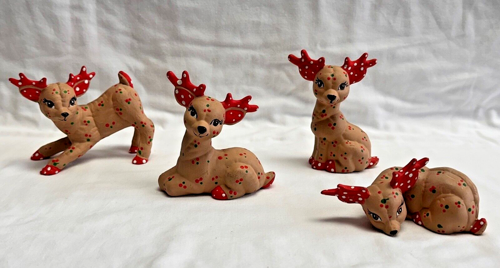 Lot of 4, Vintage, Ceramic, Kimple Reindeer, 4