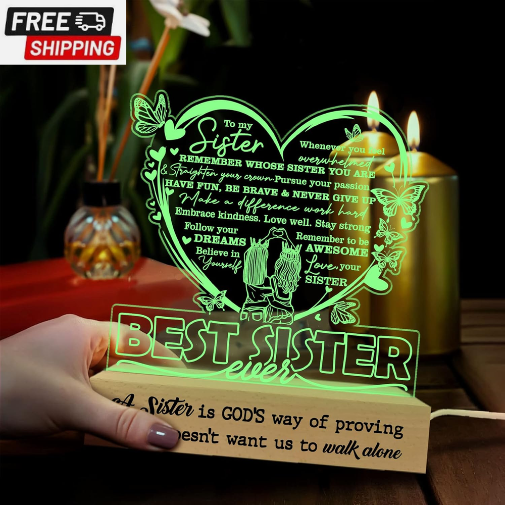 Sister Gifts from Sisters, to My Sister 3D Illusion Lamp, Best Sister Ever Acryl