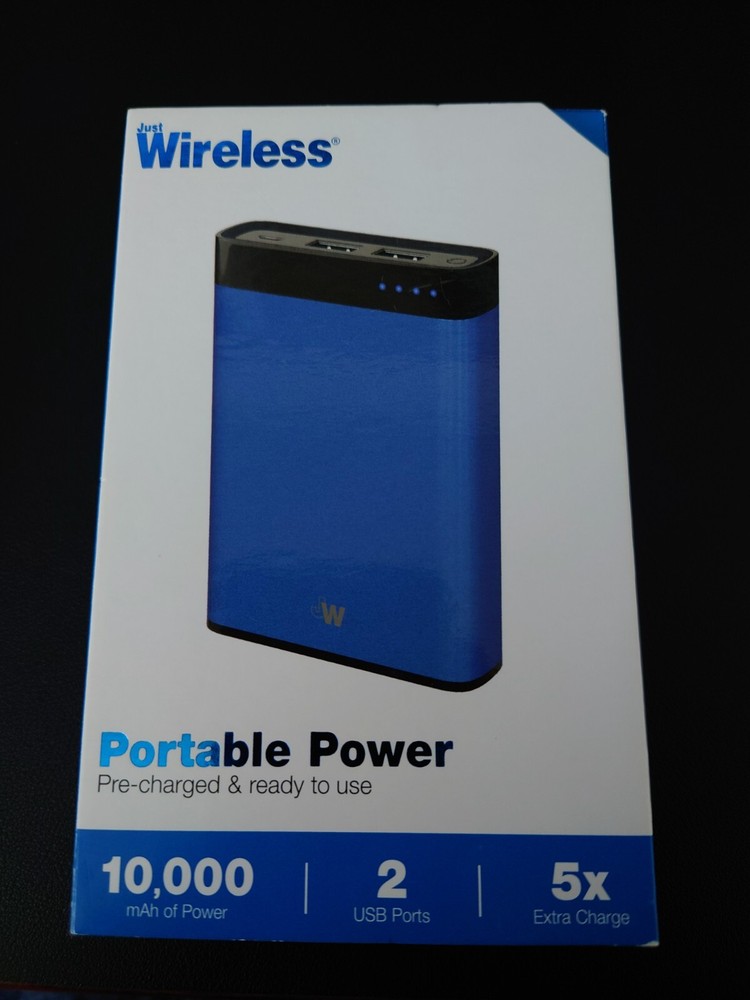 Compact Just Wireless 10,000 mAh Portable Power Bank for On-the-Go Charging