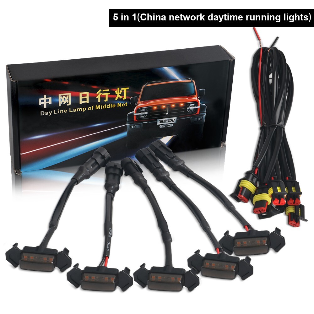 5x Raptor Style LED Amber Grille Lights Kit For Toyota Tacoma TRD Pro 2016-2021